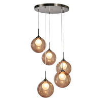 Petrice Glass Ball Ceiling Cluster Pendant,  Black Nickel