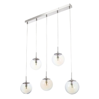 Petro Iridescent 5 Light Diner Pendant Bar,  Chrome