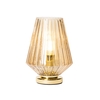 Poplar Small Vessel Table Lamp with Champagne Shade,  Brass