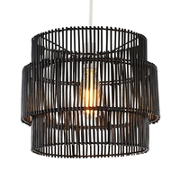 Rattan Double Cylinder Easyfit Shade,  Matte Black