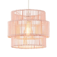 Rattan Double Cylinder Easyfit Shade,  Matte Pink