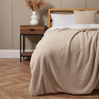 Really Soft Teddy Bear Fleece Throw,  Natural