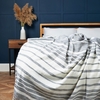 Riviera Stripe Throw with Fringe,  Navy