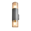 Rome Outdoor Round Up & Down Wall Light with Smoked Shade,  Grey