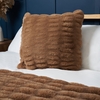 Ruched Faux Fur Cushion,  Natural