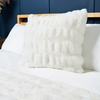 Ruched Faux Fur Cushion,  White
