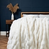 Ruched Faux Fur Throw,  White