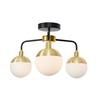 Sadie Bathroom Semi Flush Ceiling Light,  Black and Brass
