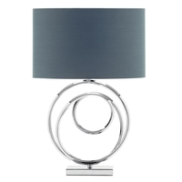 Saturn Swirl Base Table Lamp with Grey Shade,  Chrome