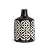 Small Petal Patterned Ceramic Vase,  Black
