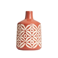 Small Petal Patterned Ceramic Vase,  Terracotta