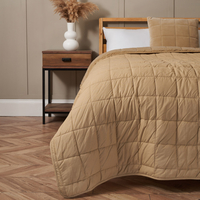 Square Stitch Quilted Bedspread,  Sand