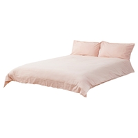 Super King Stonewashed Cotton Bedding Set,  Soft Pink