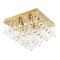 Tampa Large Bathroom Flush Ceiling Light,  Satin Brass