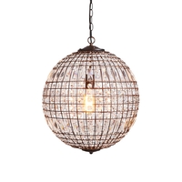 Terri 1 Light Large Glass Crystal Ball Pendant,  Bronze