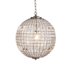 Terri 1 Light Large Glass Crystal Ball Pendant,  Pewter