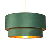 Tia Super Size Tiered Velvet Shade with Brass Lining,  Green