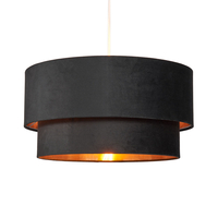 Tia Super Size Tiered Velvet Shade with Copper Lining,  Black