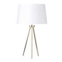 Tristan Tripod Table Lamp,  Brass and White