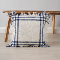Tula Check Cushion,  Navy