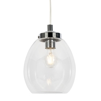 Zeta Clear Glass Bathroom Ceiling Pendant,  Chrome