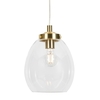 Zeta Clear Glass Bathroom Ceiling Pendant,  Satin Brass