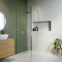 1100mm Frameless Wet Room Shower Screen with Return Panel - Corvus