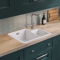 1.3 Bowl Undermount White Ceramic Kitchen Sink- Rangemaster Rustiqe