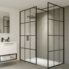 1400 x 800 Black Walk in Shower Enclosure with Return Panel and Tray - Nova