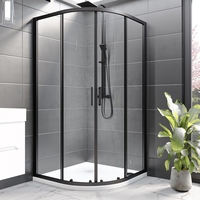 8mm Black Quadrant 1000mm Shower Enclosure with Shower Tray - Pavo