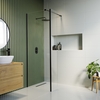 900mm Black Frameless Wet Room Shower Screen with Return Panel - Corvus
