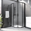 900x760mm Black Left Hand Offset Quadrant Shower Enclosure with Shower Tray - Pavo