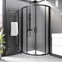 900x760mm Black Left Hand Offset Quadrant Shower Enclosure with Shower Tray - Pavo