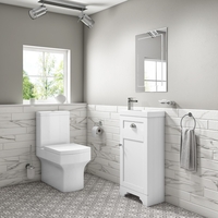 Baxenden Cloakroom Toilet Suite with White Floorstanding Vanity Unit and Basin