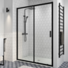 Black 1100mm Sliding Shower Door - Pavo