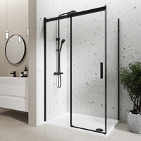 Black 1200x700mm Frameless Rectangular Sliding Shower Enclosure - Aquila