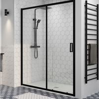 Black 1600mm Sliding Shower Door - Pavo