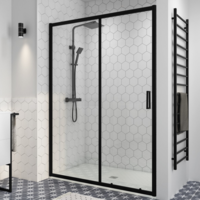 Black 1700mm Sliding Shower Door - Pavo