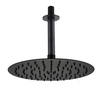 Black 250mm Slim Round Shower Head and Ceiling Arm - Arissa