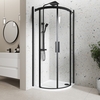 Black 800mm Frameless Quadrant Shower Enclosure with Shower Tray - Aquila