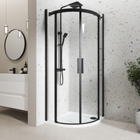 Black 800mm Frameless Quadrant Shower Enclosure with Shower Tray - Aquila
