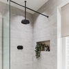 Black Concealed Shower Mixer with Dual Control & Round Ceiling Mounted Head - Camden