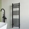 Black Heated Towel Rail Radiator 1200 x 400mm - Sahara