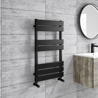 Black Heated Towel Rail Radiator 800 x 450mm - Tundra