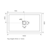 Black Slate Effect Textured Shower Tray 1400 x 800 - Aqualavo