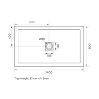 Black Slate Effect Textured Shower Tray 1400 x 800 - Aqualavo