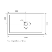 Black Slate Effect Textured Shower Tray 1400 x 900 - Aqualavo