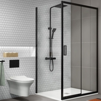 Black Sliding Door Enclosure With Tray 1600 x 800mm 8mm Glass - Pavo Range