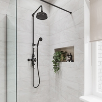 Black Traditional Thermostatic Shower with Round Overhead & Handset - Camden
