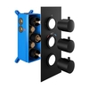 Black Triple Outlet Round Thermostatic Shower Valve